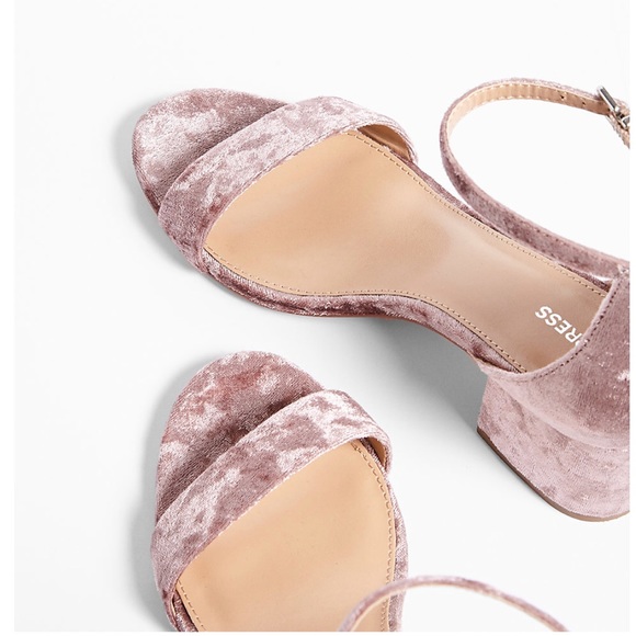 Express Shoes - Express pink velvet ankle strap sandals